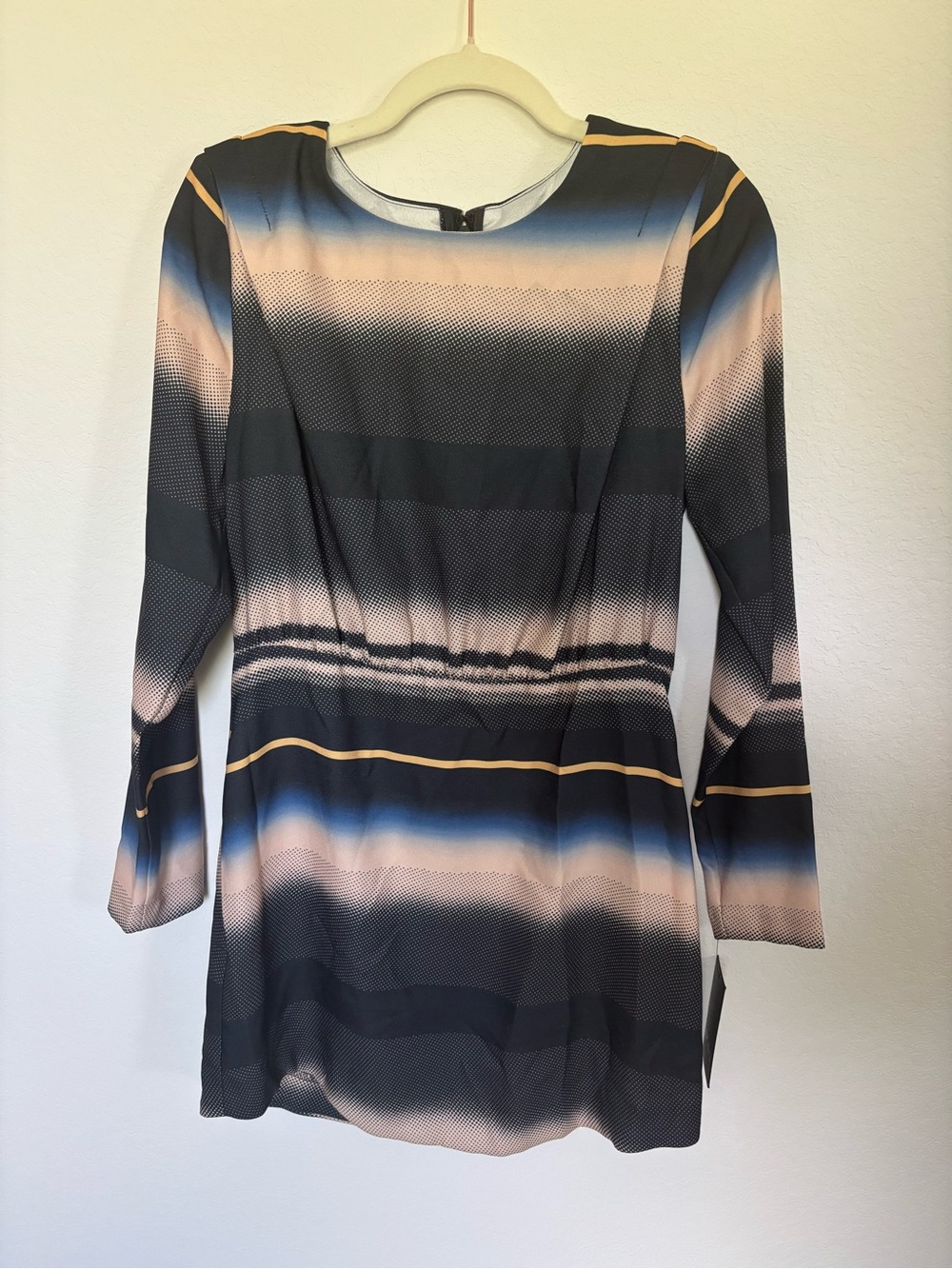 BCBG Women's Long Sleeve High Neck Shoulder Pad A-line Casual Mini Dress. 8
